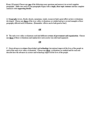River Valley Civilizations Comparison Chart + Essay Writing – preview 2