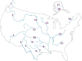 US Rivers Map - 18 Major Rivers to Label – sample page 2