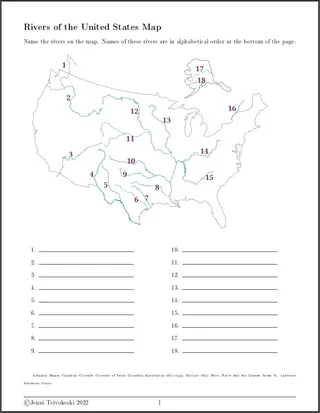 US Rivers Map - 18 Major Rivers to Label – sample page 3
