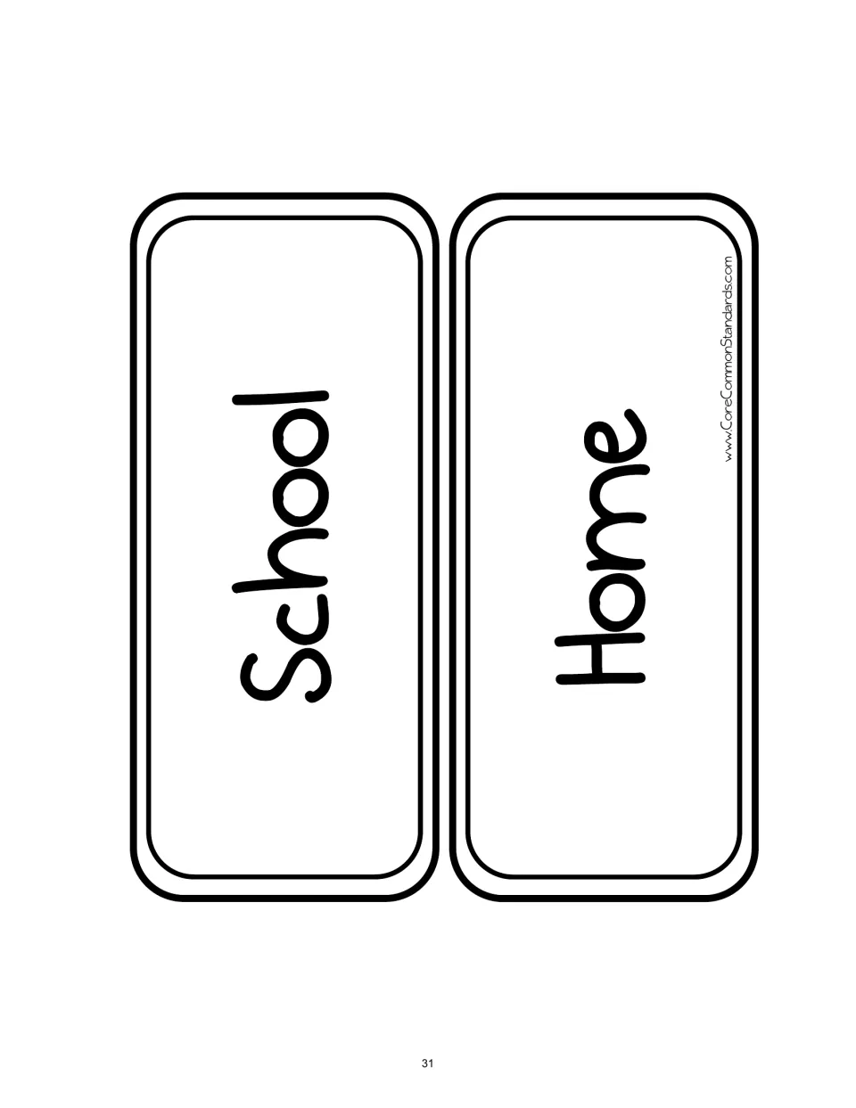 Two story-detail cards labeled School and Home, identifying settings in the passage about Josh's math test