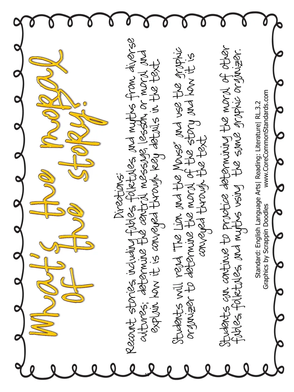 Activity directions for reading The Lion and the Mouse and using a graphic organizer to explain its moral