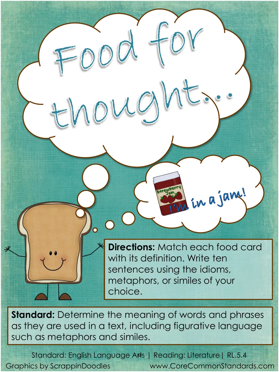 Food for thought directions: match food cards to definitions, then write ten figurative language sentences