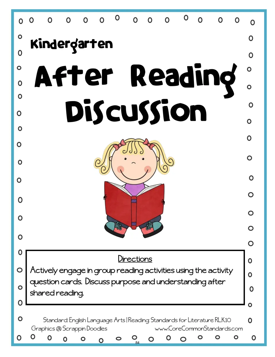 After Reading Discussion directions for using question cards to discuss purpose and understanding after reading