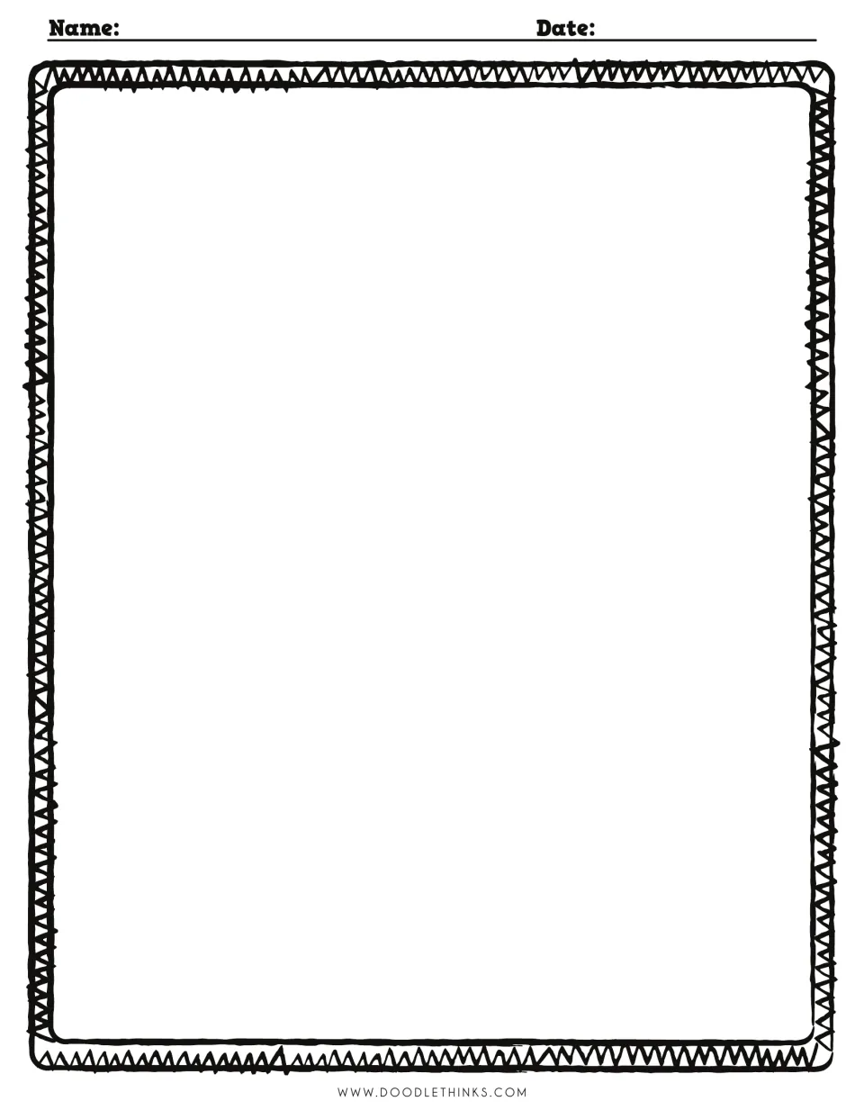Blank drawing sheet headed Name and Date where students draw and color the finished turkey from their dice rolls