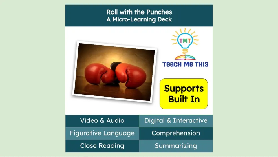 Cover of Roll with the Punches, a micro-learning deck on figurative language, comprehension, and summarizing