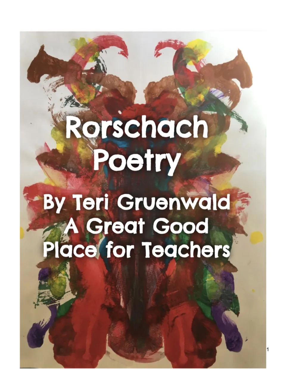 Rorschach Poetry cover naming author Teri Gruenwald and her store, A Great Good Place for Teachers