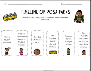 Rosa Parks Timeline Cut and Paste – sample page 3