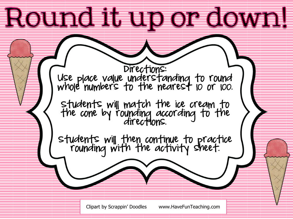 Round it Up or Down Ice Cream Activity teaching resource preview