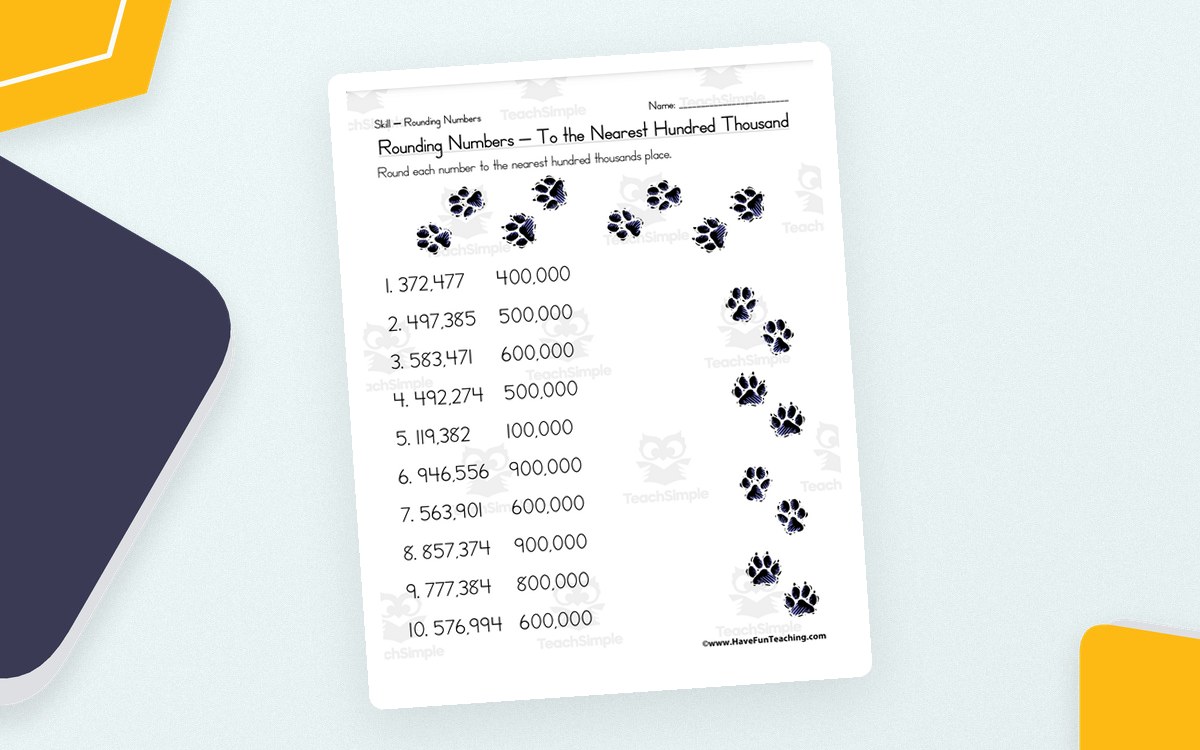 Rounding to the Nearest Hundred Thousand Worksheet teaching resource preview