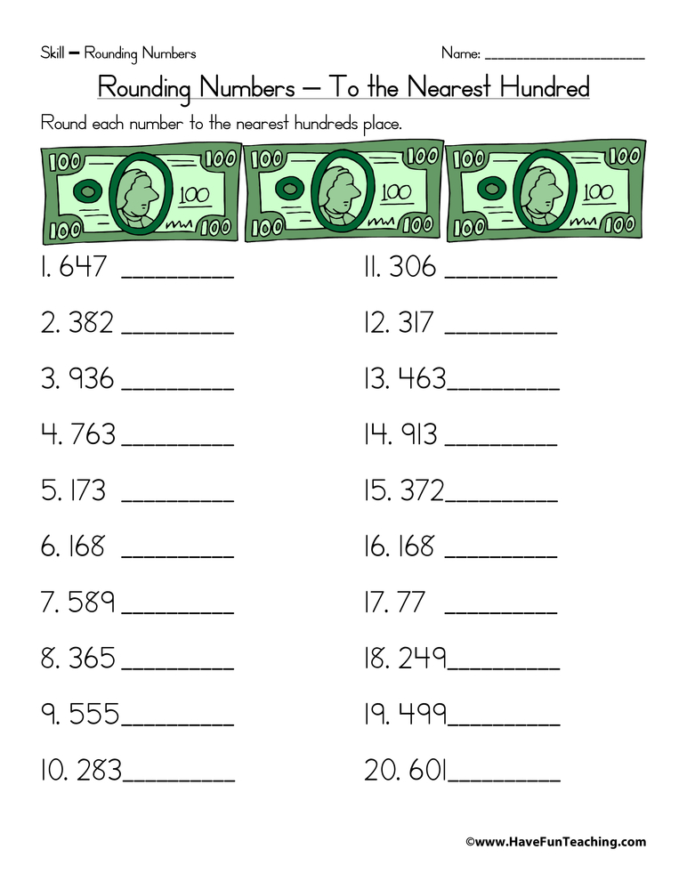 Rounding To The Nearest Hundredth Worksheets