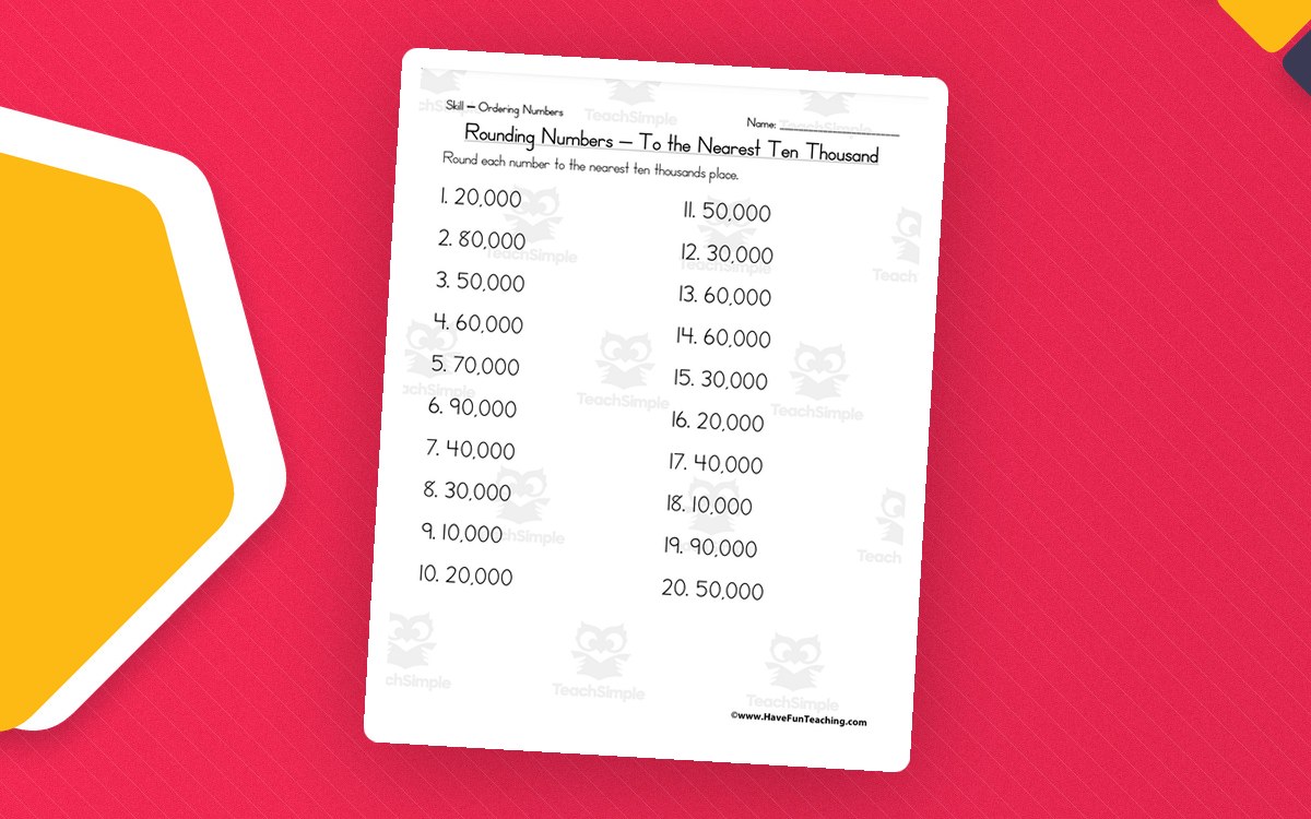 Rounding to the Nearest Ten Thousand – Math Sheet preview