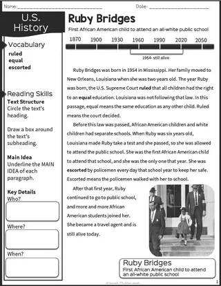 Ruby Bridges History Packet for 2nd & 3rd Grade – cover