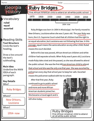 Ruby Bridges History Packet for 2nd & 3rd Grade – sample page 4