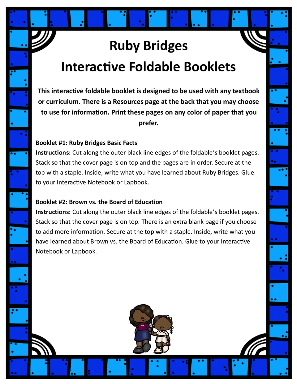 Instructions for both research booklets: cut, stack, staple, write facts, and glue into a notebook or lapbook