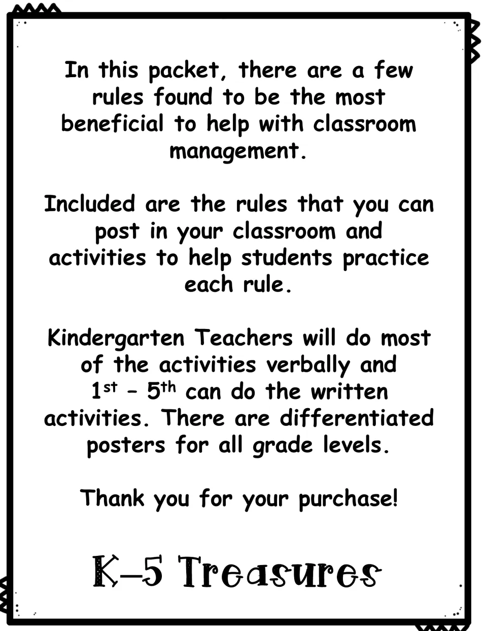 Packet overview: rules to post in the classroom plus activities for practicing each rule, done aloud or in writing