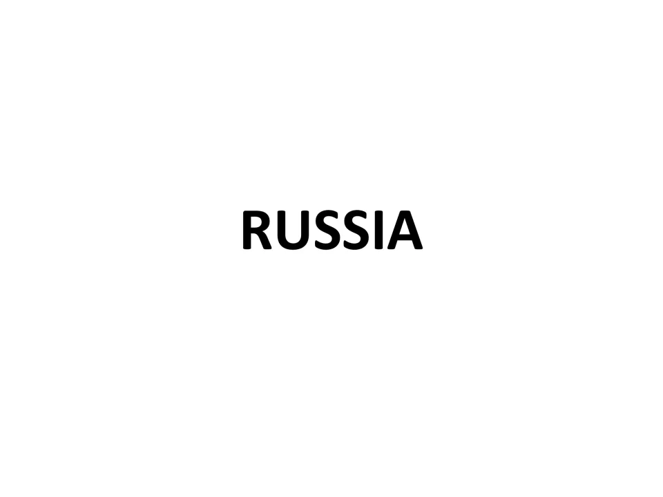 Cover page reading RUSSIA in large bold capital letters, opening a set of outline and labeled maps of the country