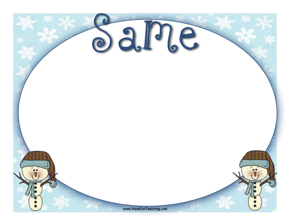 Sorting mat labeled “Same” for collecting picture cards whose two pictures match during the sorting activity