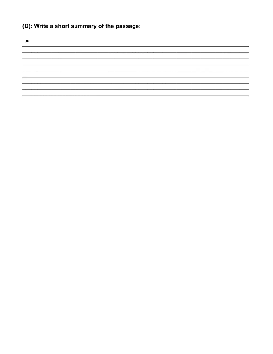Green tea summary-writing task asks students to write a short summary of the passage in section D.