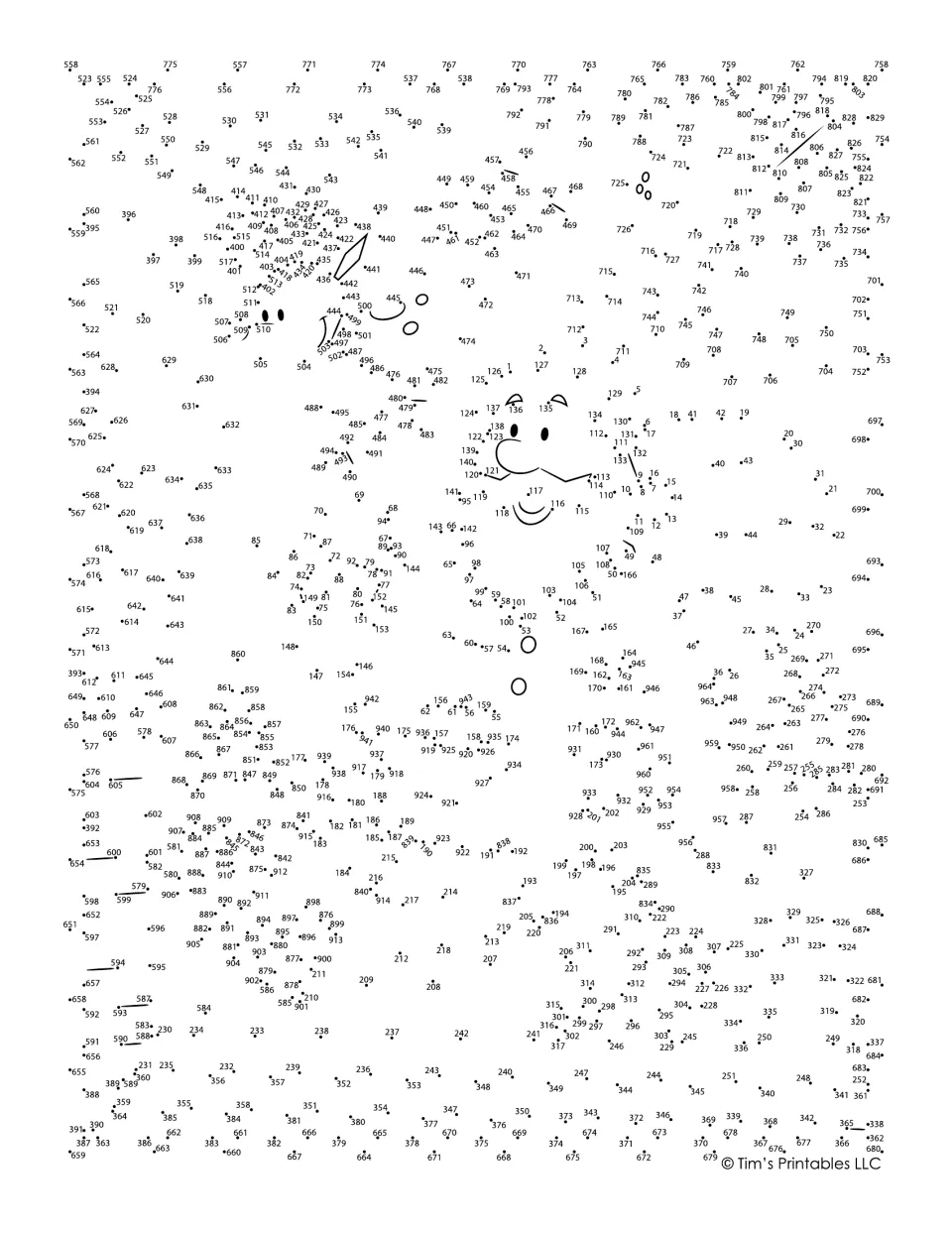 Santa Claus dot-to-dot activity with numbered dots to connect into Santa riding a sleigh pulled by a reindeer