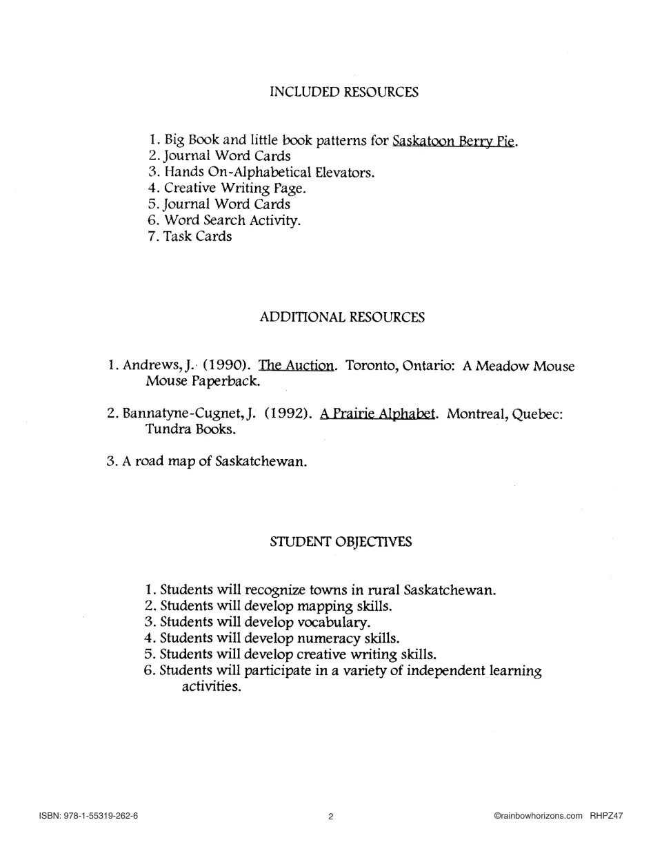 Resource overview lists book patterns, word cards, writing, word search, task cards, and student objectives.