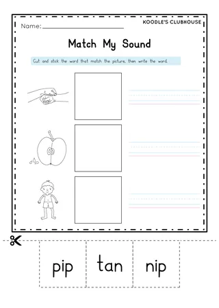 SATPIN Phonics Worksheets – Cut and Paste Set – sample page 2