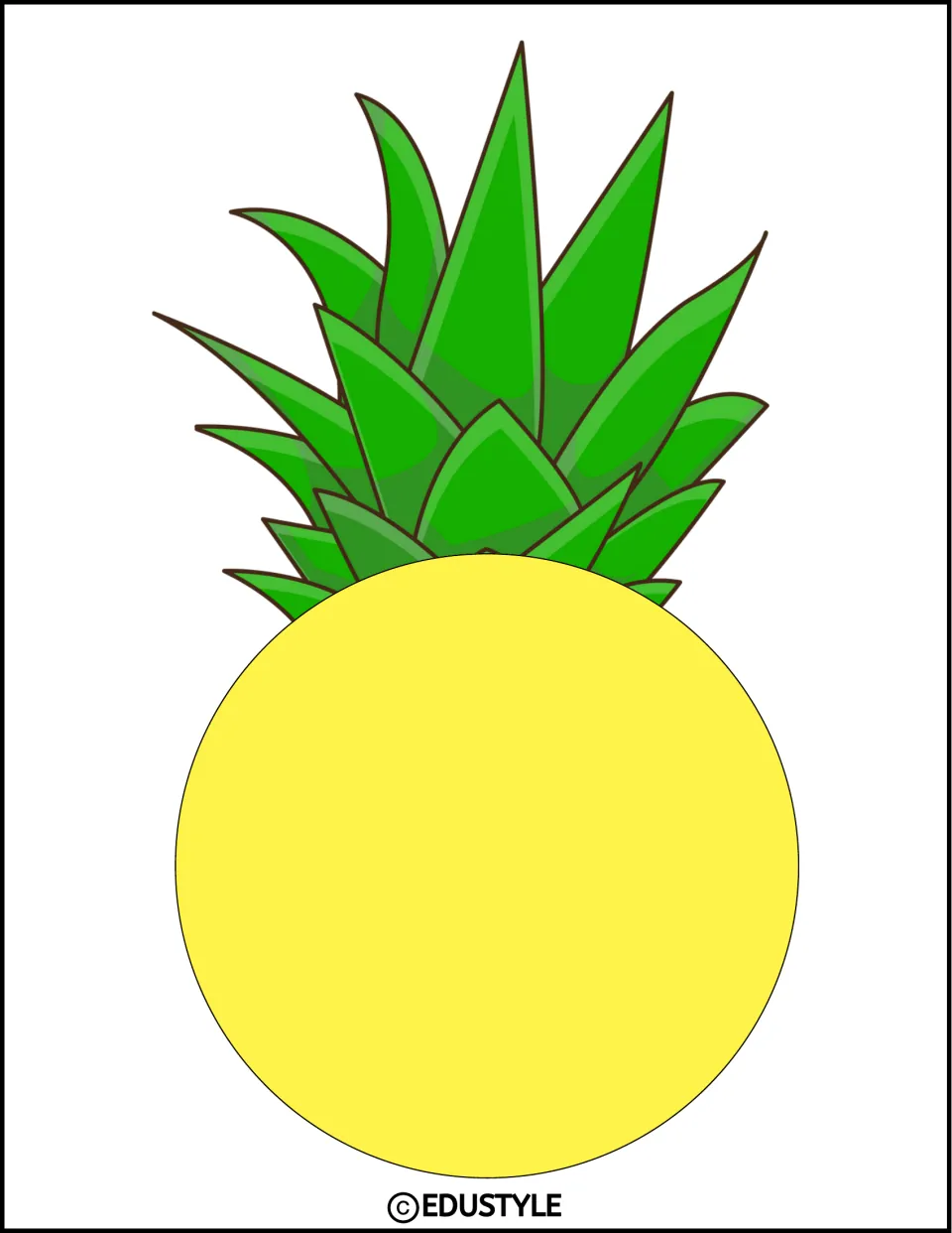 Large pineapple cutout with a blank yellow center and green leaves for the kit's tropical classroom display