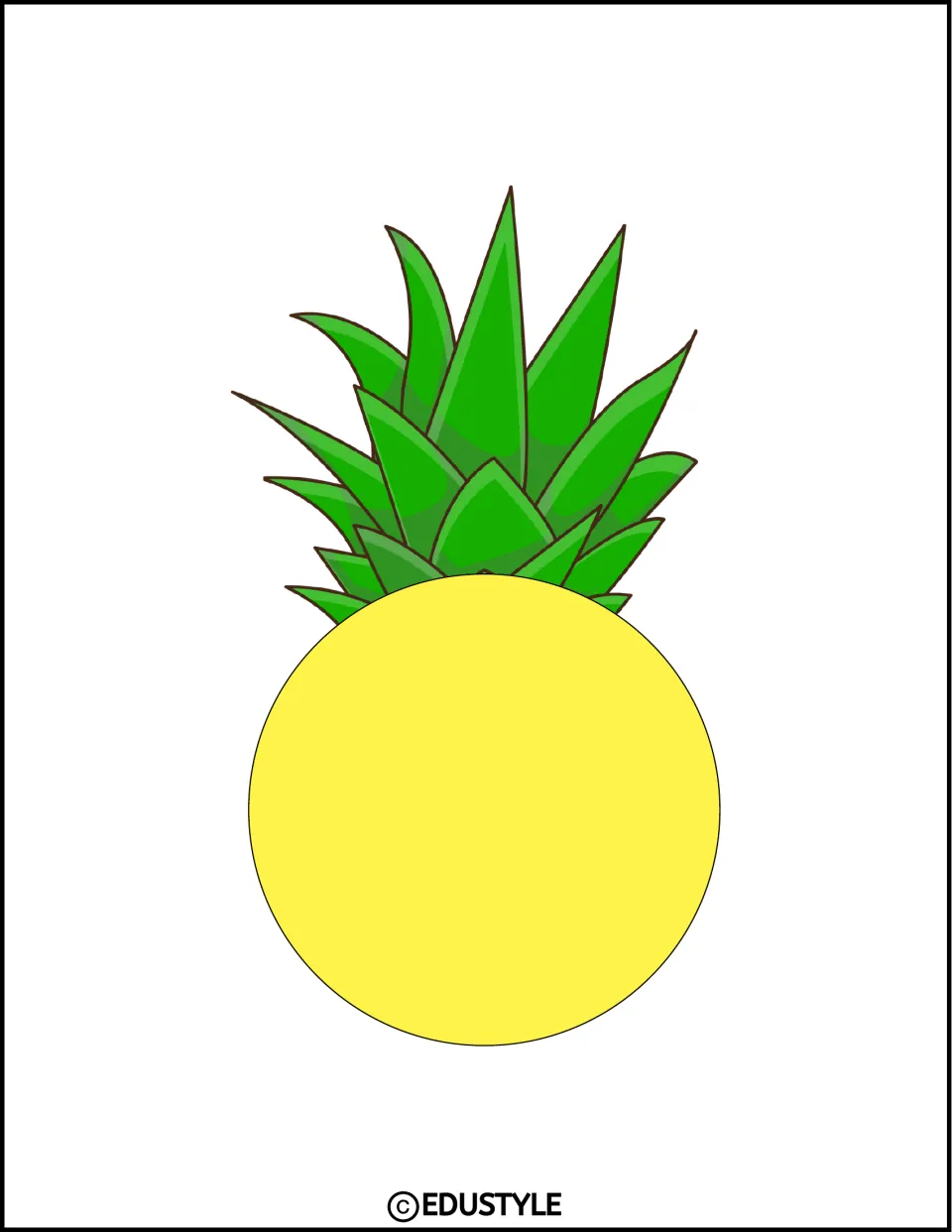 Smaller pineapple cutout with a blank yellow center and green leaves for the kit's tropical classroom display