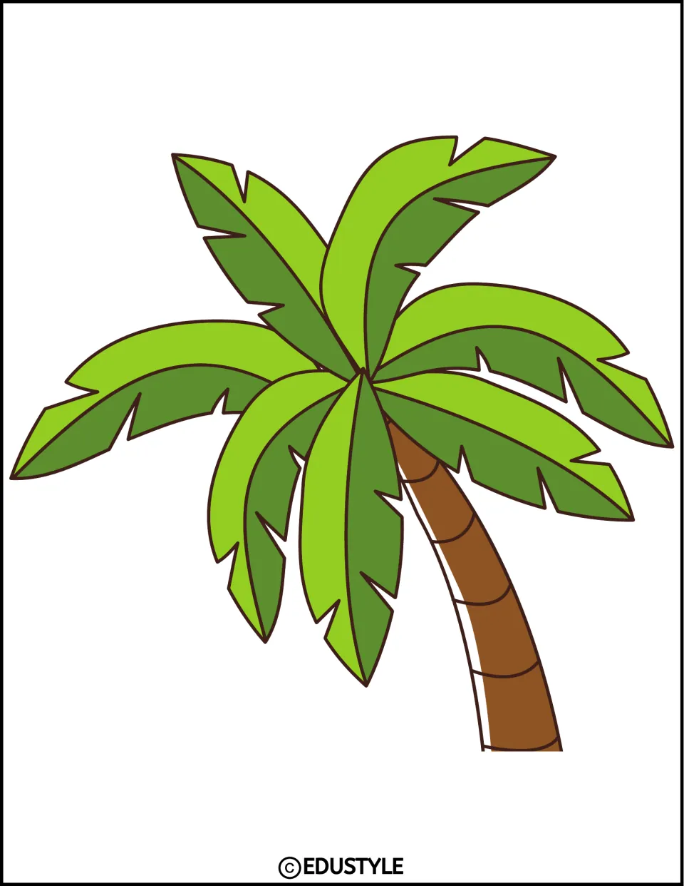 Palm tree cutout with green fronds and a short brown trunk for the kit's summer bulletin board or door decor