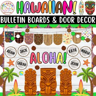 Say Aloha To Our Class! Hawaiian Bulletin Boards And Door Decor Kits – sample page 2