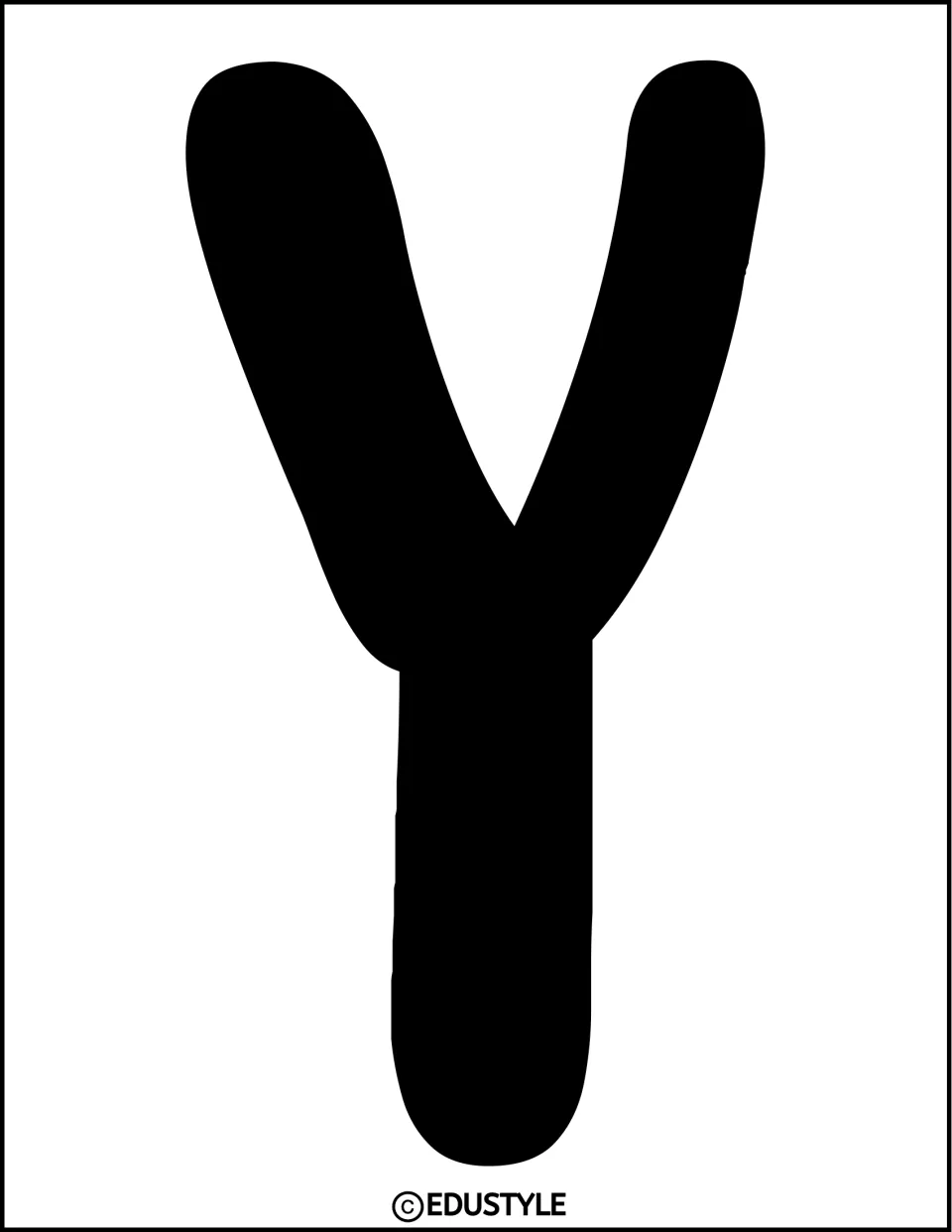 Bulletin board Y: a thick black capital with two rounded arms and a straight stem, ready for cutting out