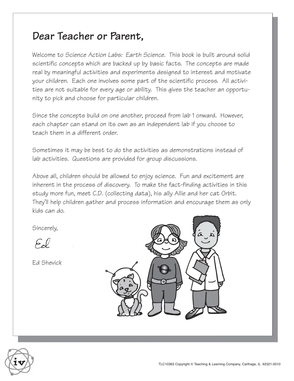 Dear Teacher or Parent letter explaining labs build in order but can stand alone or be run as demonstrations