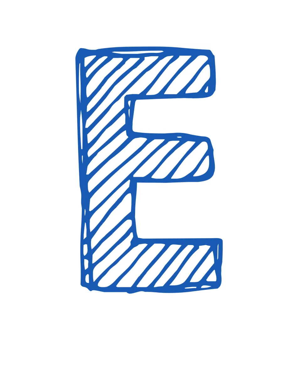 Printable capital E for the word 'Elements' in the bulletin board title, shown as a single cut-out letter