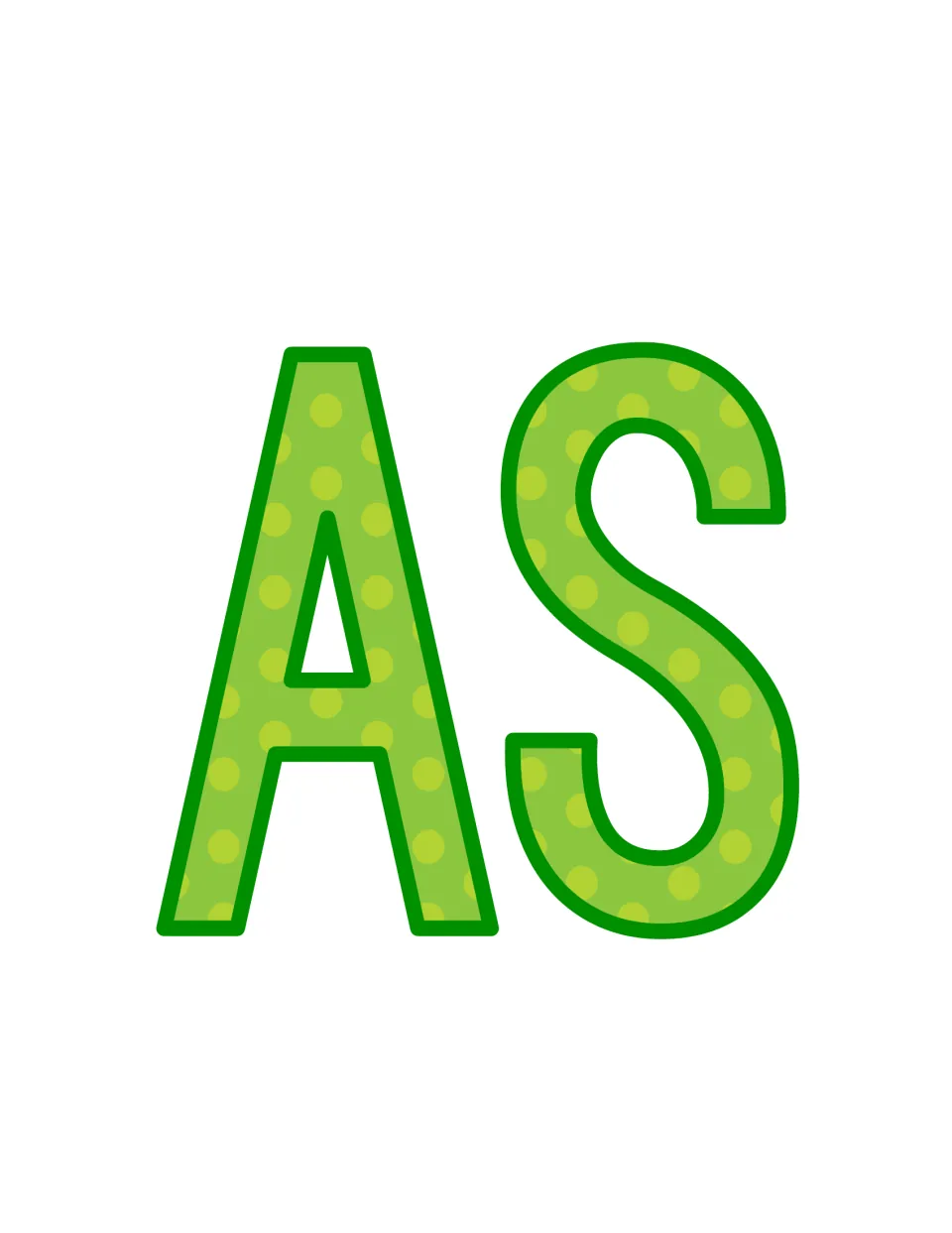 Printable letters A and S for the bulletin board heading: the word 'a' and the first letter of 'Successful'