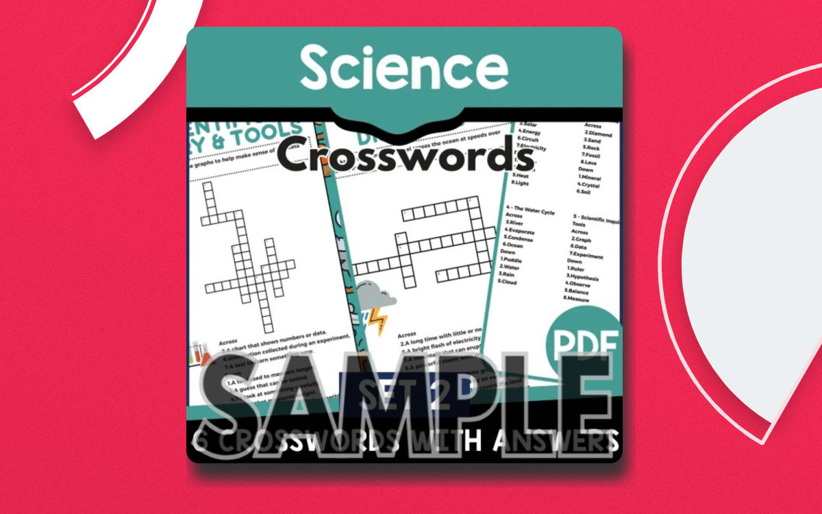 Science Crossword - Set 2: 1 Page Sample (PDF) preview