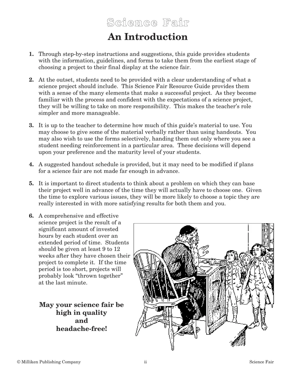 Teacher introduction: six notes on using the guide's handouts selectively and allowing students 9 to 12 weeks per project