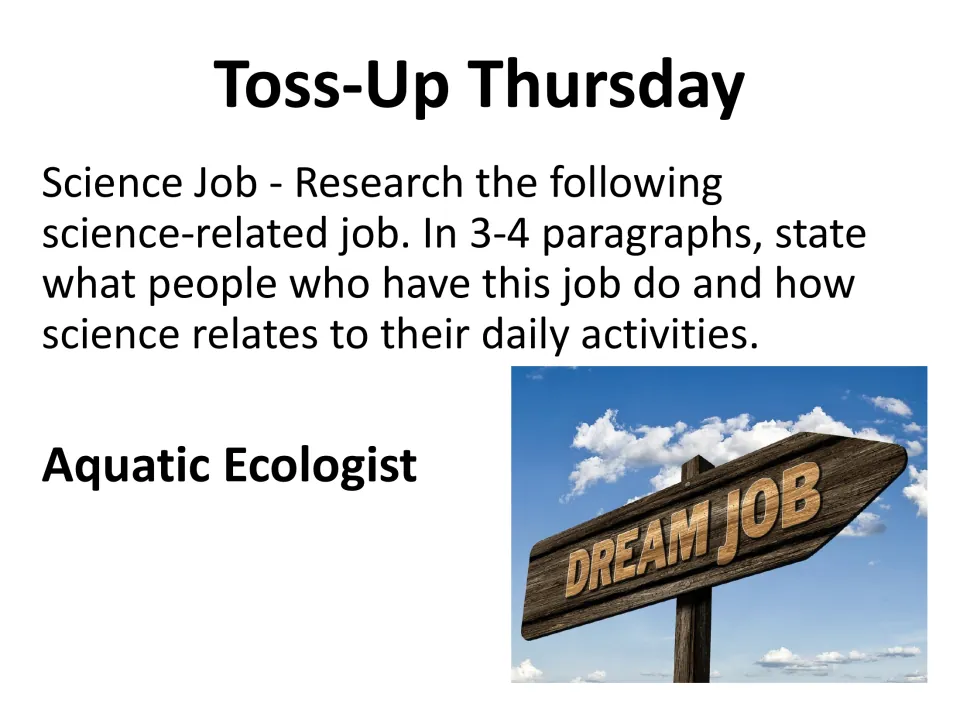 Week 1 Thursday starter: research an aquatic ecologist's work and explain its science connections in 3–4 paragraphs