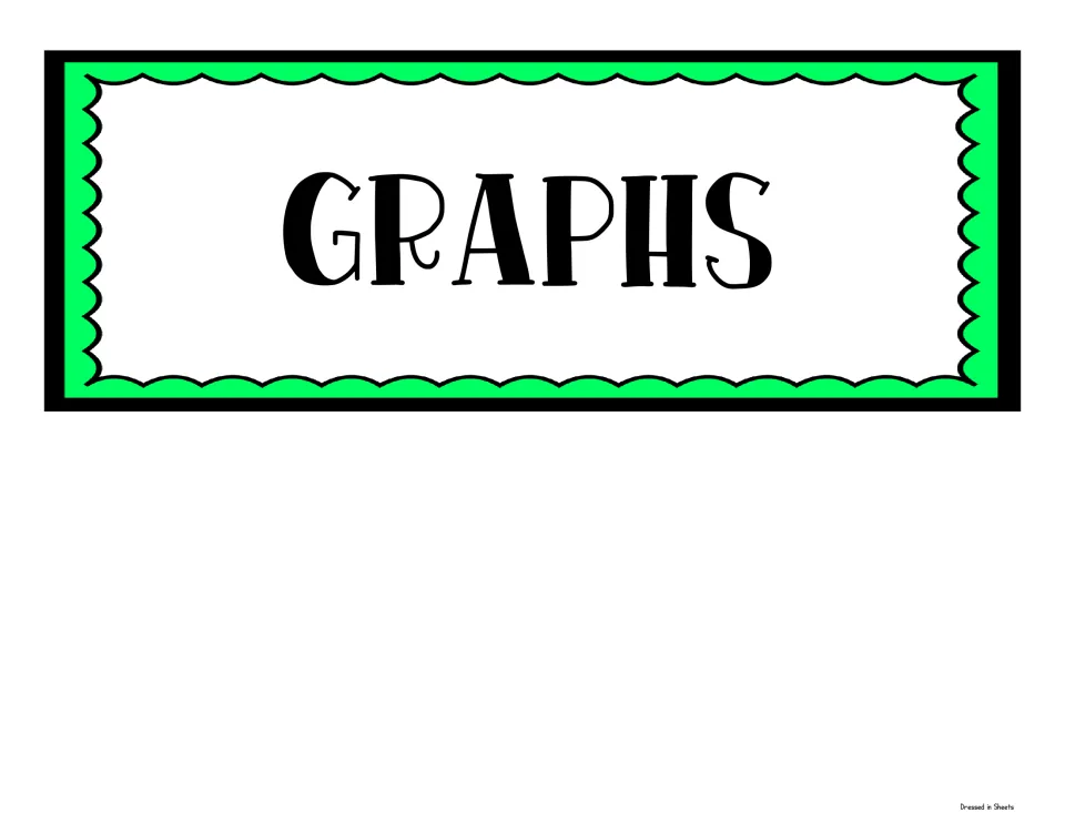 Single green scalloped science fair header reading Graphs in bold black letters, for labeling charts on a display board
