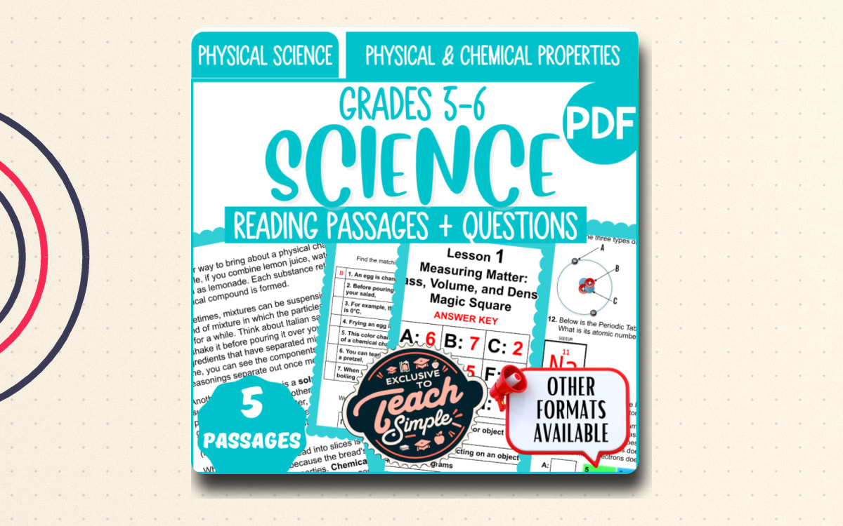 Science Reading Comprehension - Physical and Chemical Properties (PDF) preview
