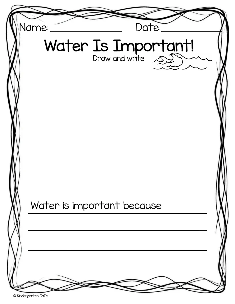Water Is Important!: students draw and write a reason why, finishing the sentence starter Water is important because