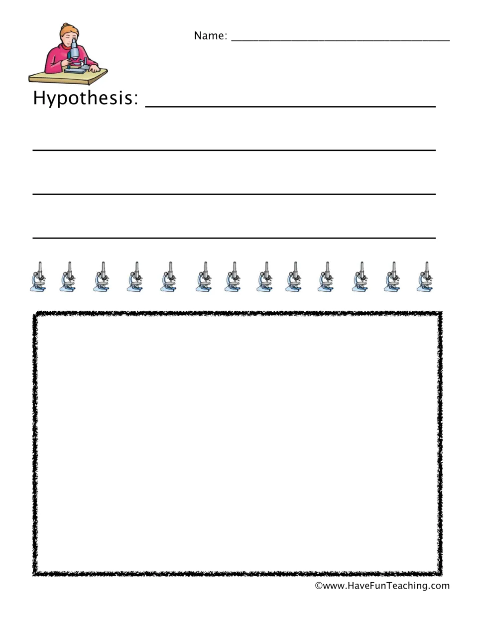 Hypothesis step: students write their prediction for the investigation, then draw a picture of what they expect