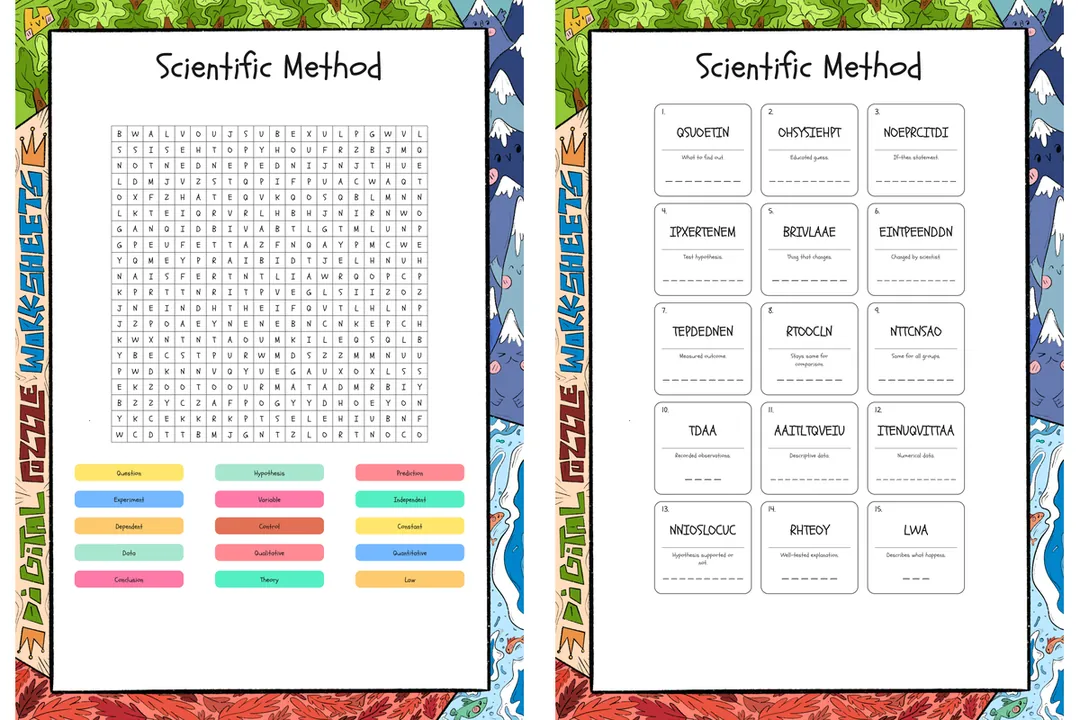 Scientific Method word search, scramble and crossword puzzle – cover