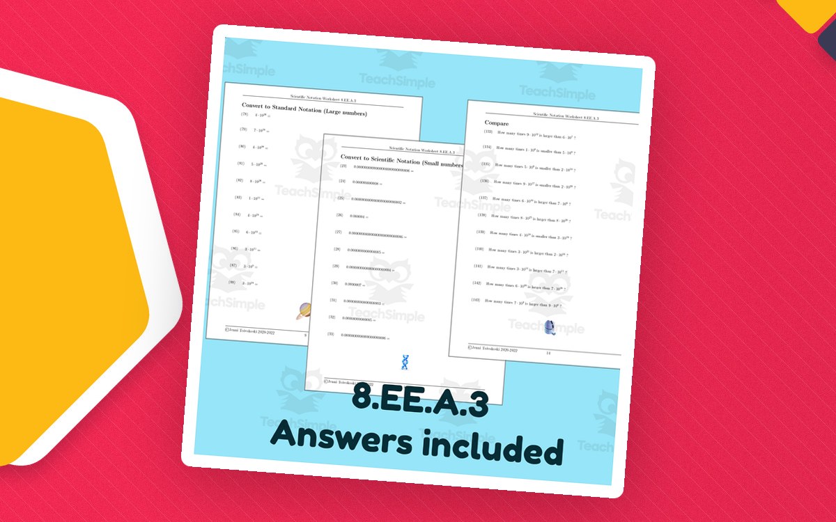 Scientific Notation Worksheet for 8.EE.A.3 preview