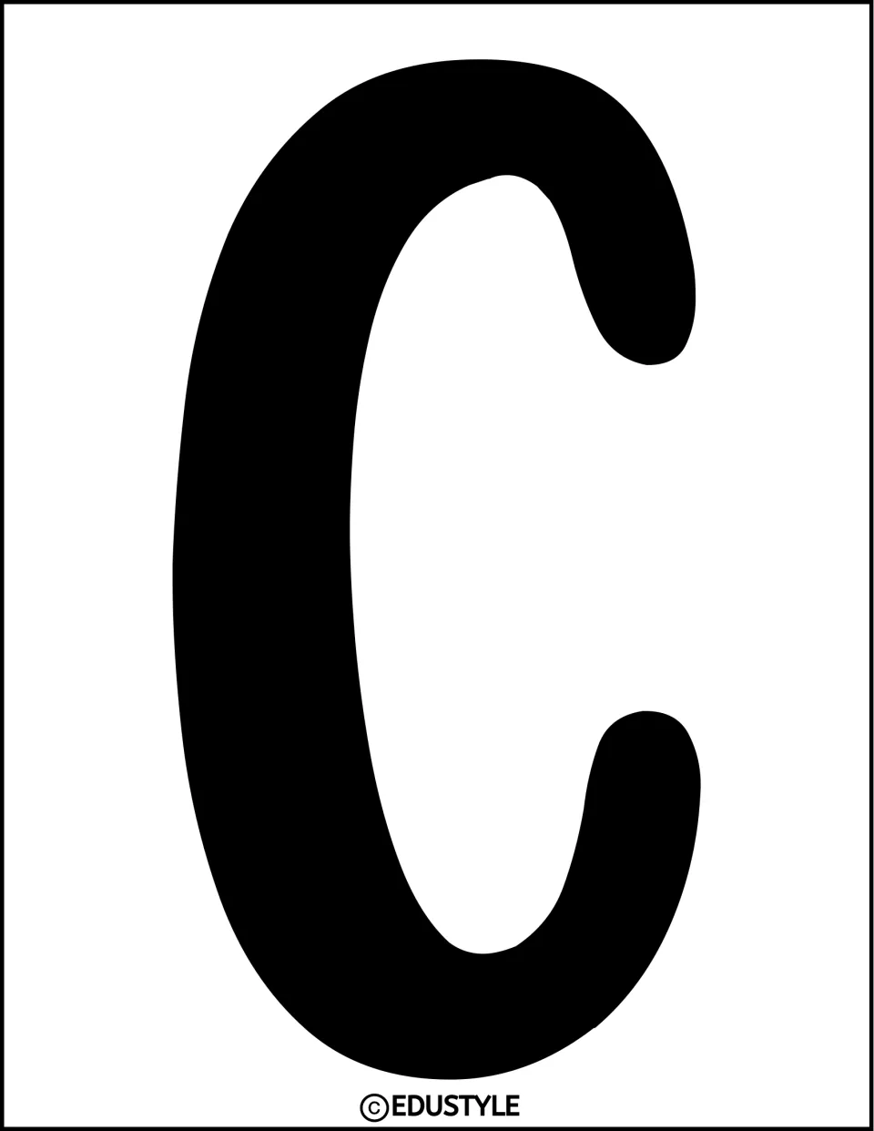 Bulletin board title letter C: a solid black, full-page capital C to cut out as the second letter of the heading