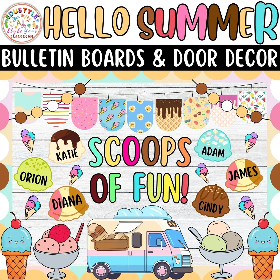 Ice Cream Summer Bulletin Board – Door Decor Kit – cover