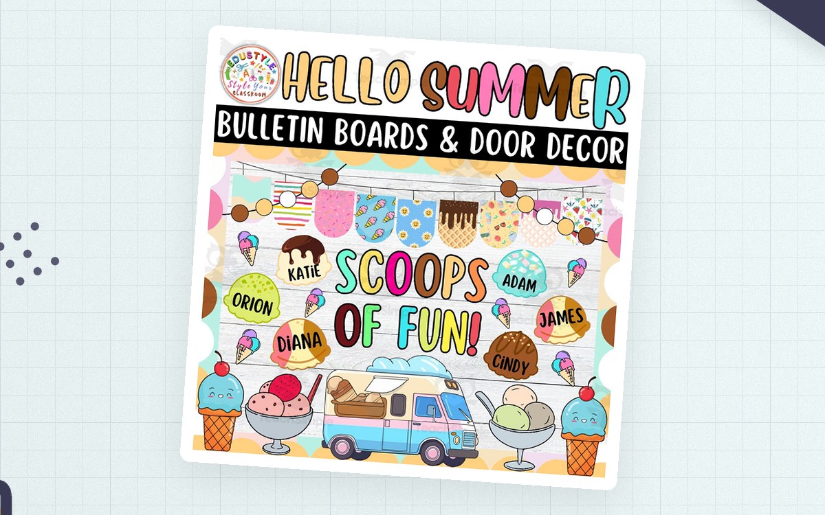 Ice Cream Summer Bulletin Board – Door Decor Kit teaching resource preview