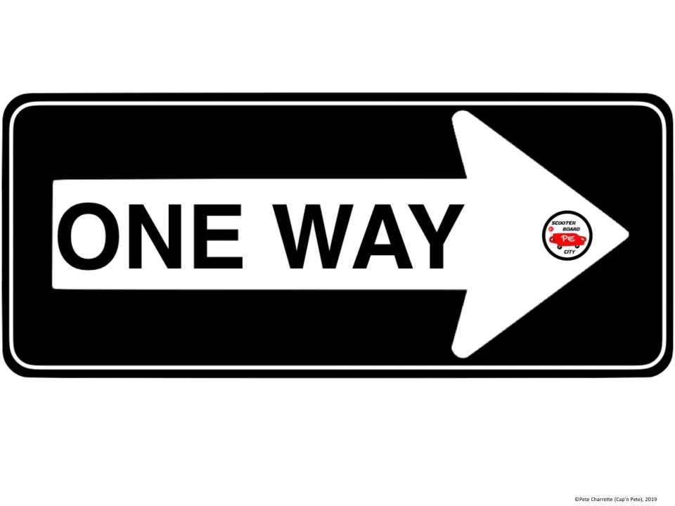 Printable ONE WAY sign for the scooter board city activity has a right-pointing arrow to direct riders.