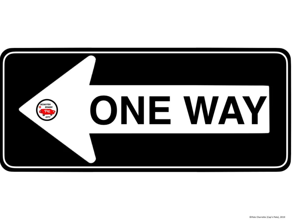 Printable ONE WAY sign for the scooter board city activity has a left-pointing arrow to direct riders.