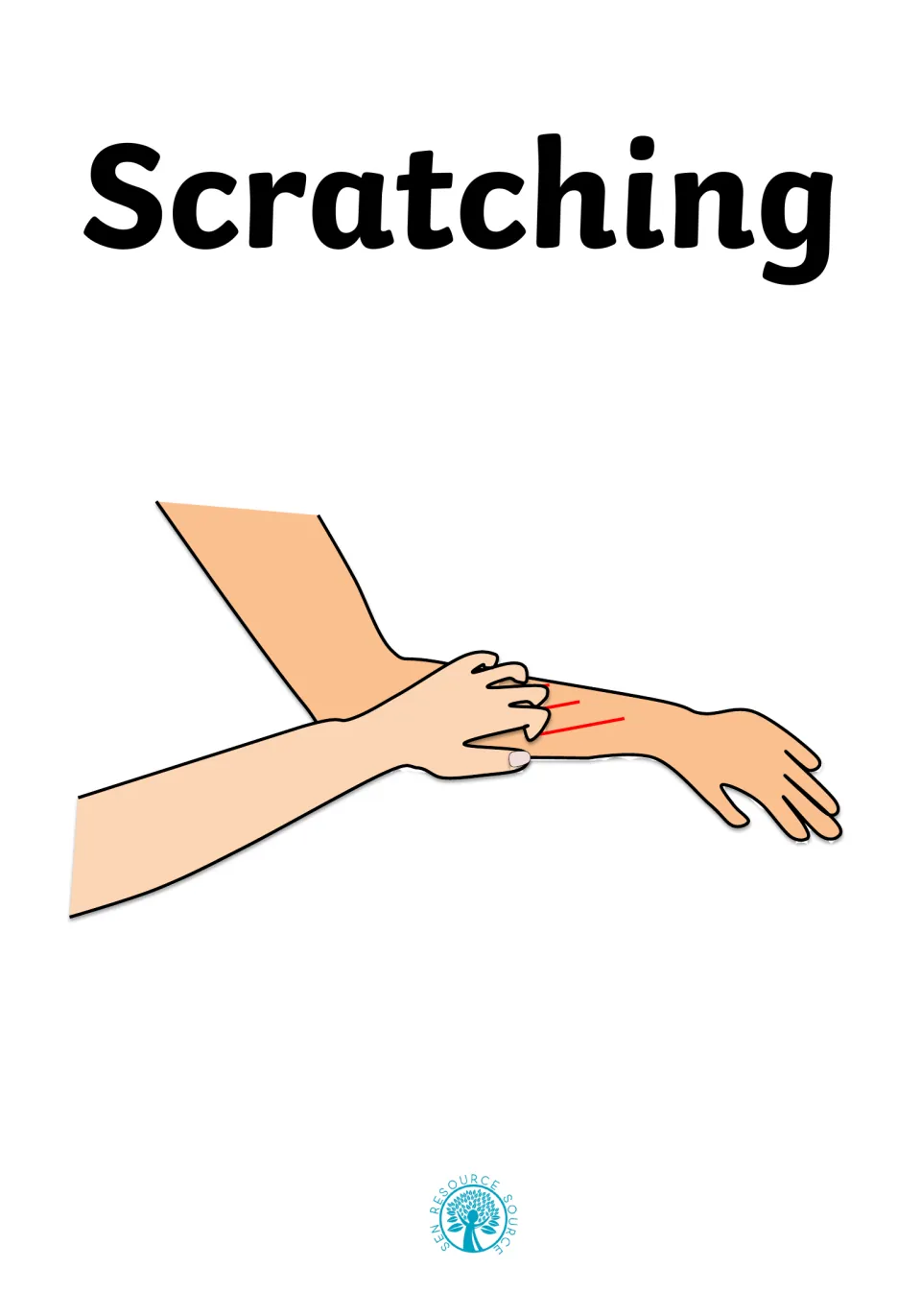 Cover titled Scratching with a drawing of one hand scratching another person's forearm, leaving red marks