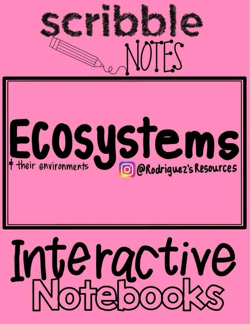 Second cover for ecosystem scribble notes, labeled 'Ecosystems & their environments' and 'Interactive Notebooks'