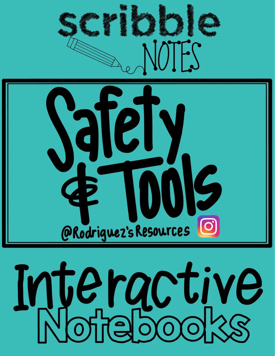 Second cover for the interactive notebook on science safety and tools, credited to Rodriguez's Resources